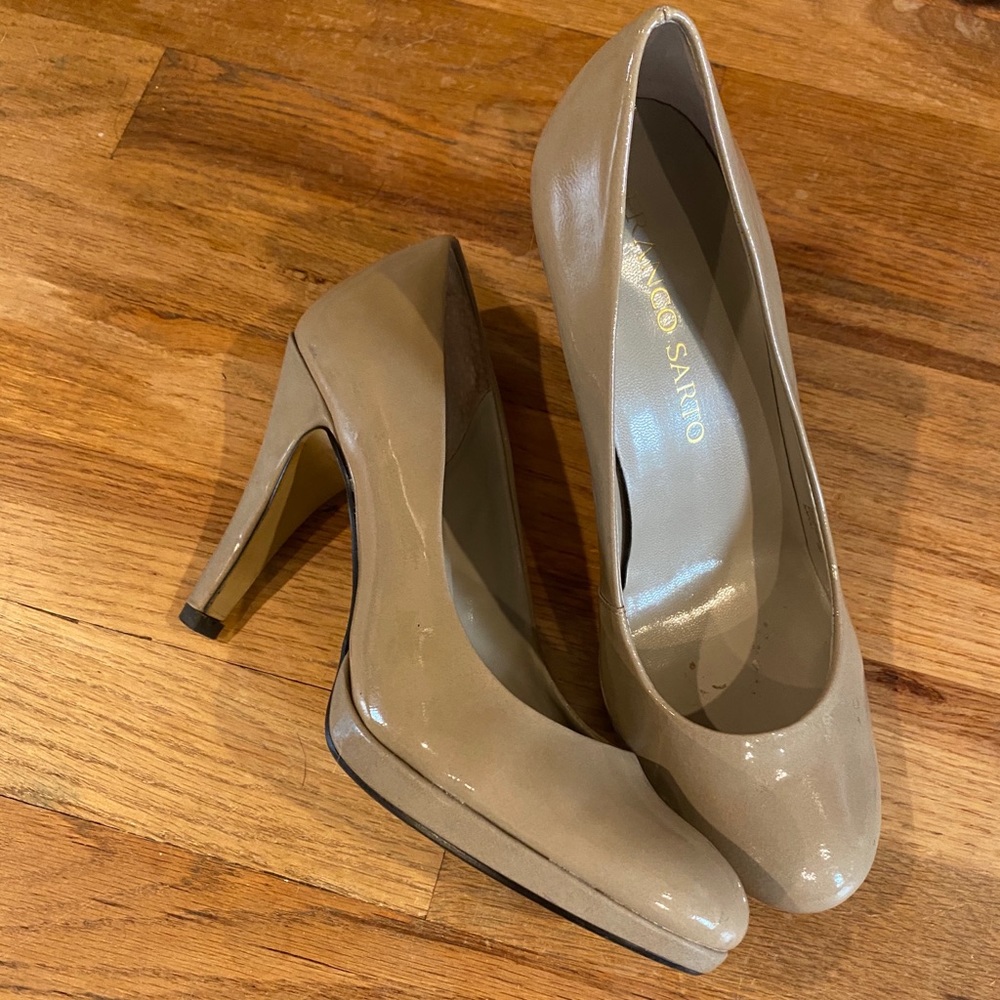Franco Sarto Patent Greige Heels
